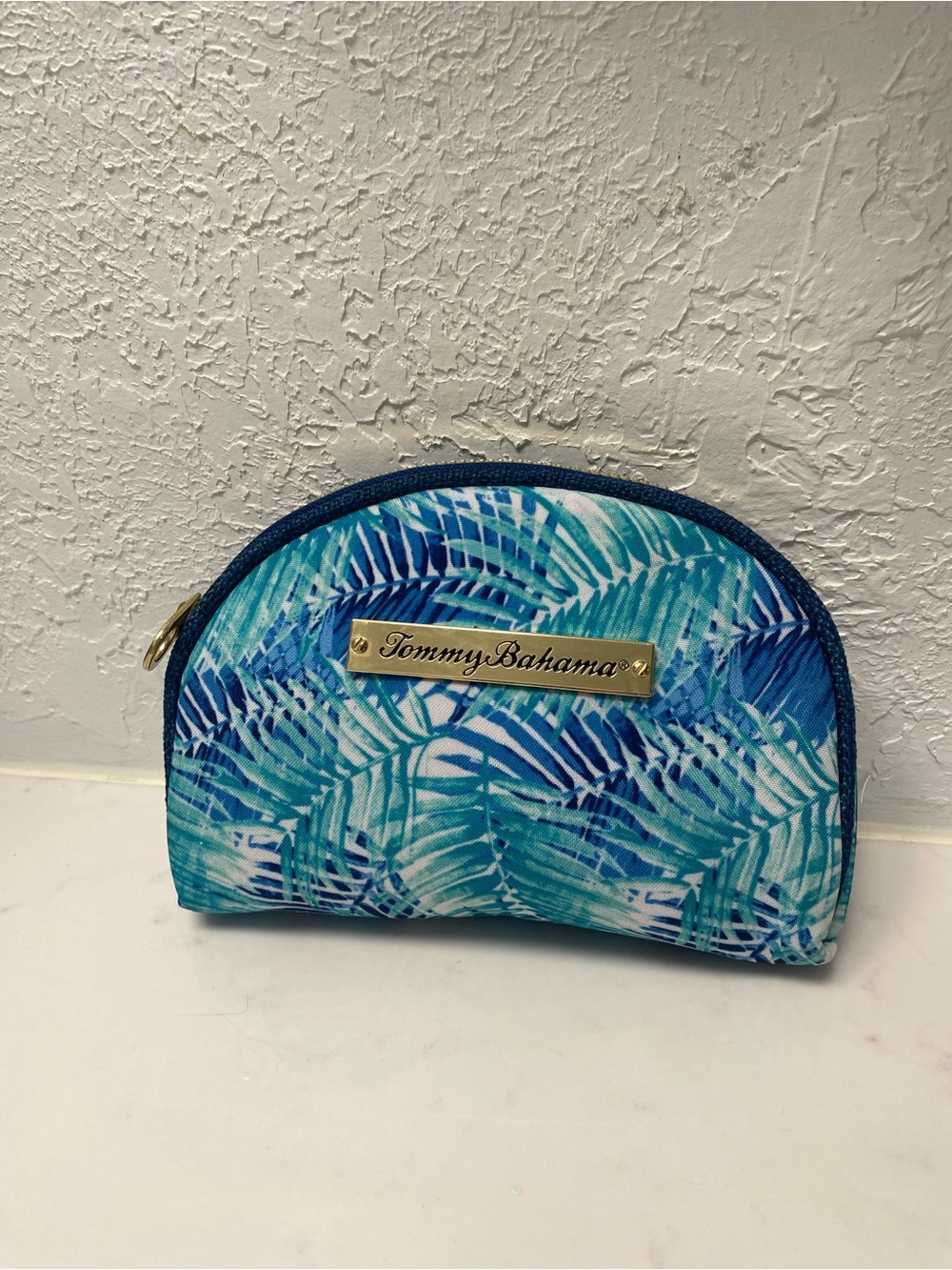 Vintage Blue Palm Tommy Bahama Cosmetic Accessory Bag